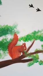 detail muurschildering eekhoorn
